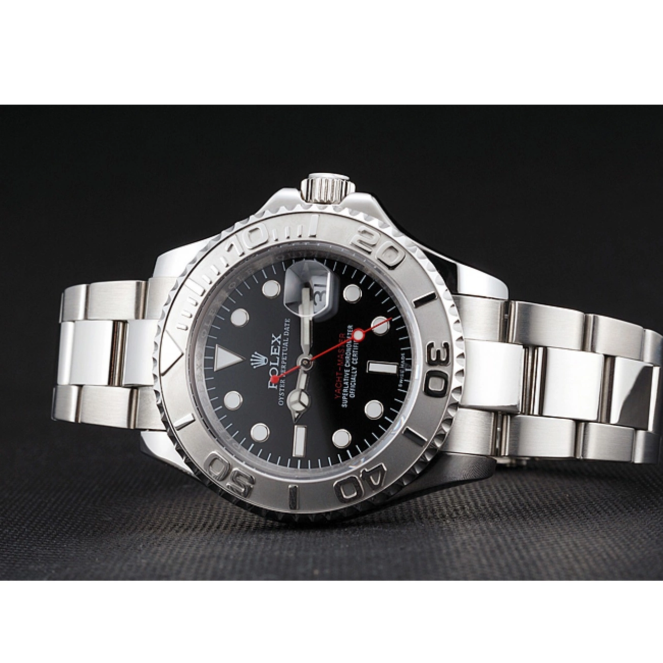 Rolex copies cheap Steel Bracelet Black Yacht-Master Rolex Dial And Swiss Case Stainless 0711